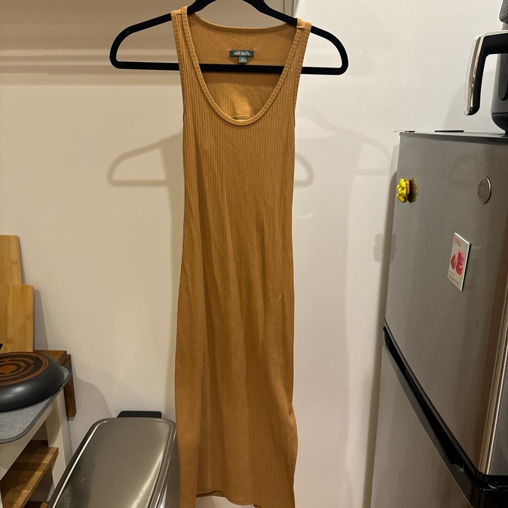 Ribbed Tank Midi Dress in Mustard Gold